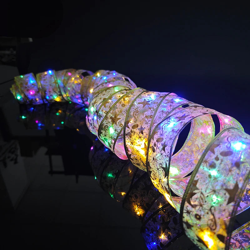 1/2/3/5/10m New Year Christmas LED String Light Christmas Tree Decor Fairy Ribbon Light Strings Xmas Home Ornament Garland Light