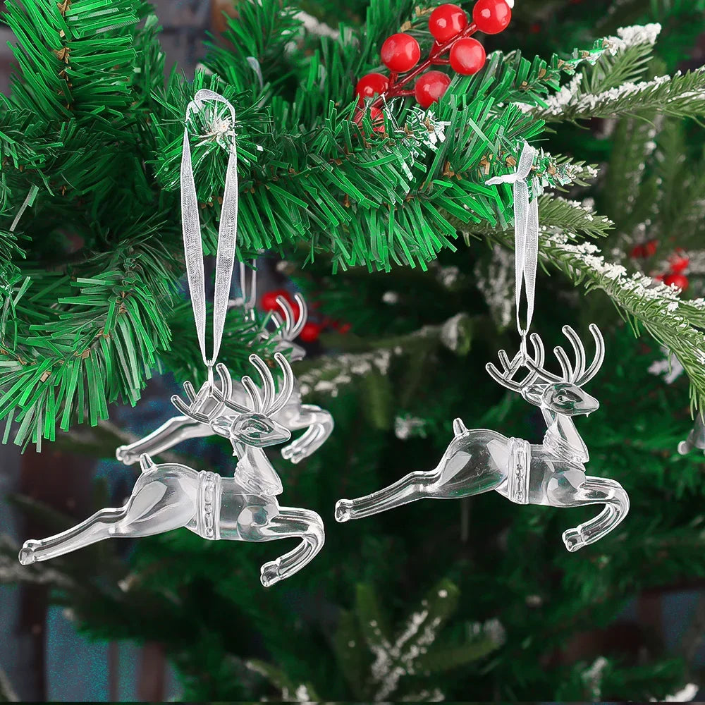 6/2pcs Crystal Clear Snowflake Christmas Tree Pendants Icicle Decorations For Holiday Winter Party Transparent Hanging Ornament