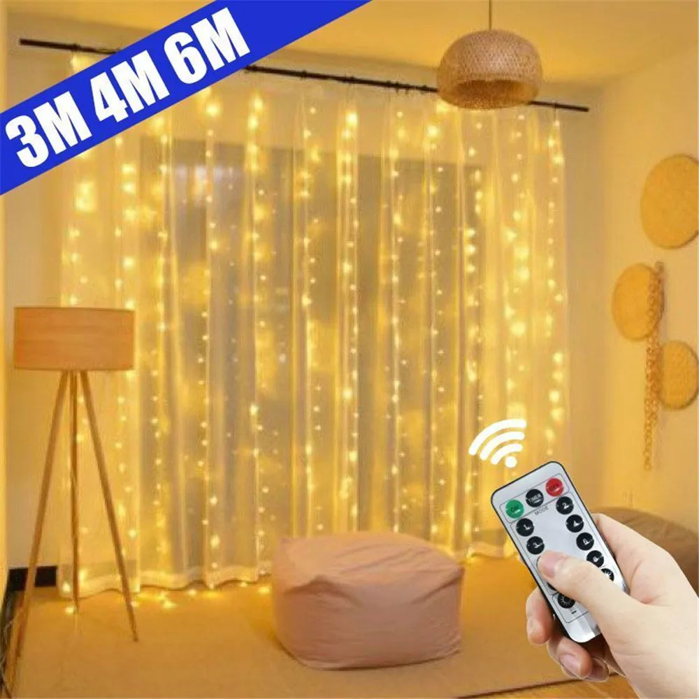 USB RGB Garland Curtain Festoon LED Lights Fairy Light Ramadan Christmas Tree Decoration 2024 Bedroom Room Decor Aesthetic