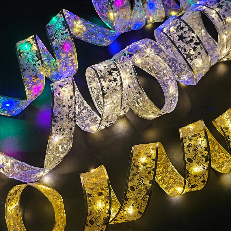 1/2/3/5/10m New Year Christmas LED String Light Christmas Tree Decor Fairy Ribbon Light Strings Xmas Home Ornament Garland Light