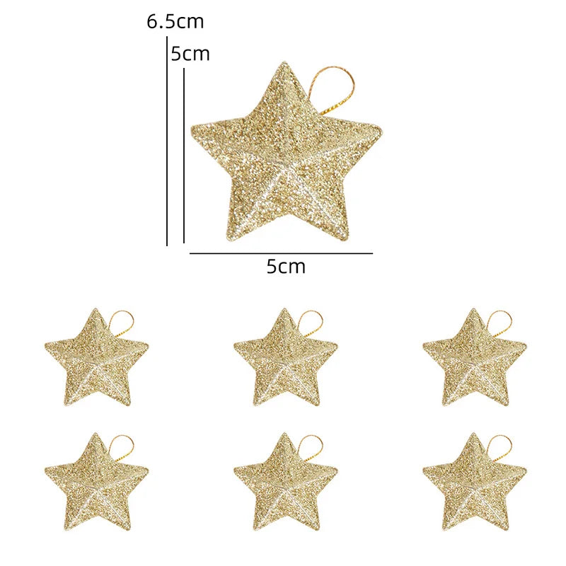 Gold Glitter Star Ornaments Christmas Tree Pendant Plastic Christmas Decorations Festive Embellish Party Navidad Decoration 2025