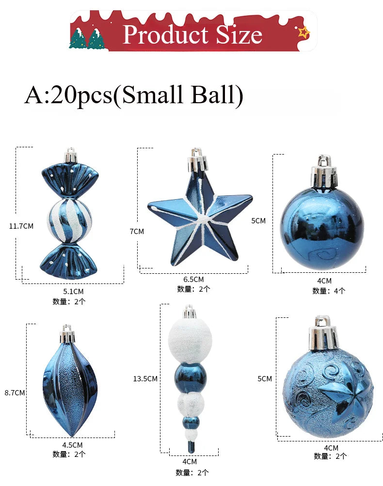20/29/40pcs Christmas Ball Blue Red Christmas Tree Hanging Pendants Home Gifts New Year Special-shaped Christmas Spheres 2023