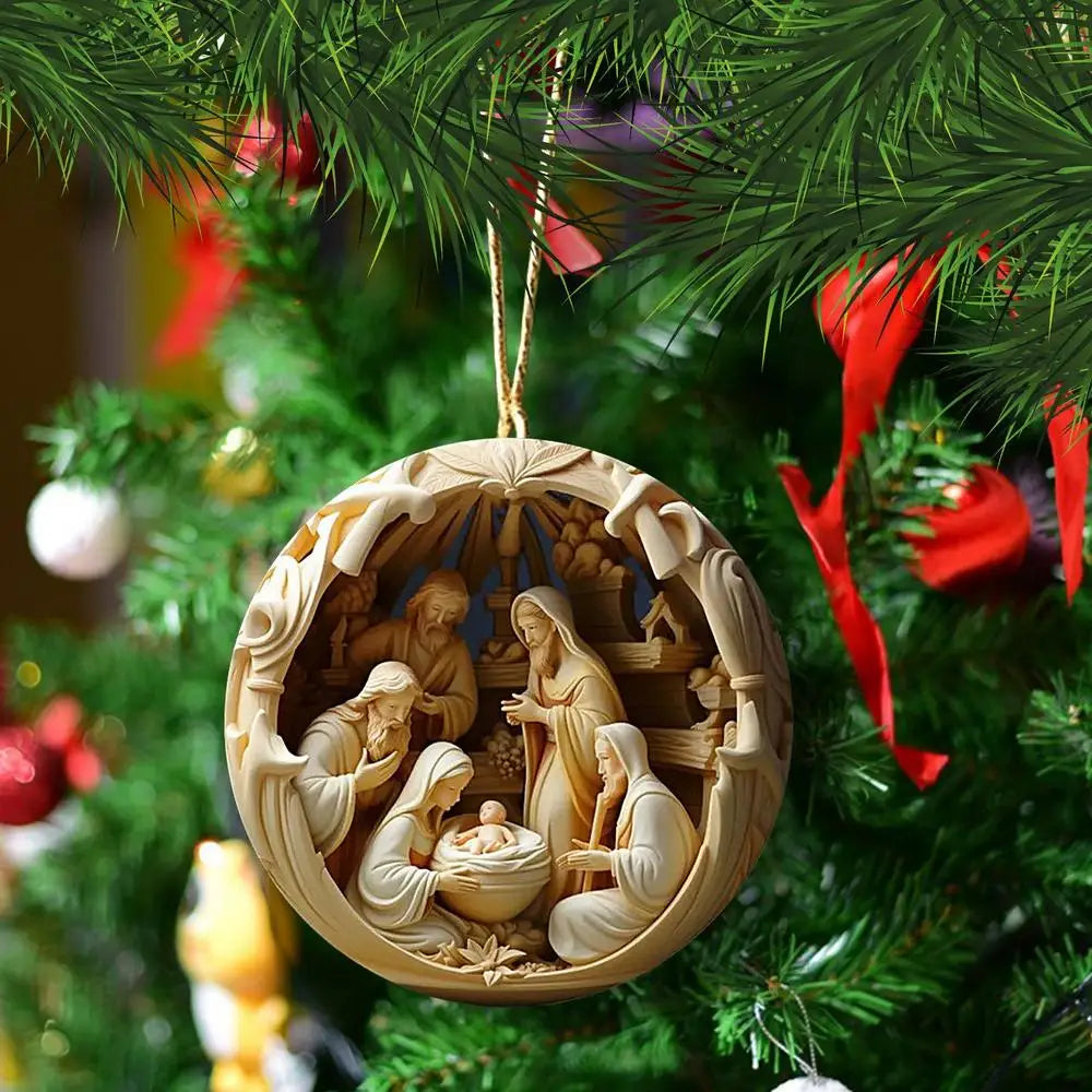 Nativity Keepsake Religious Ornament Creative Jesus Family Scene Christmas Ornament For Tree Decor Christian Hanging Pendent