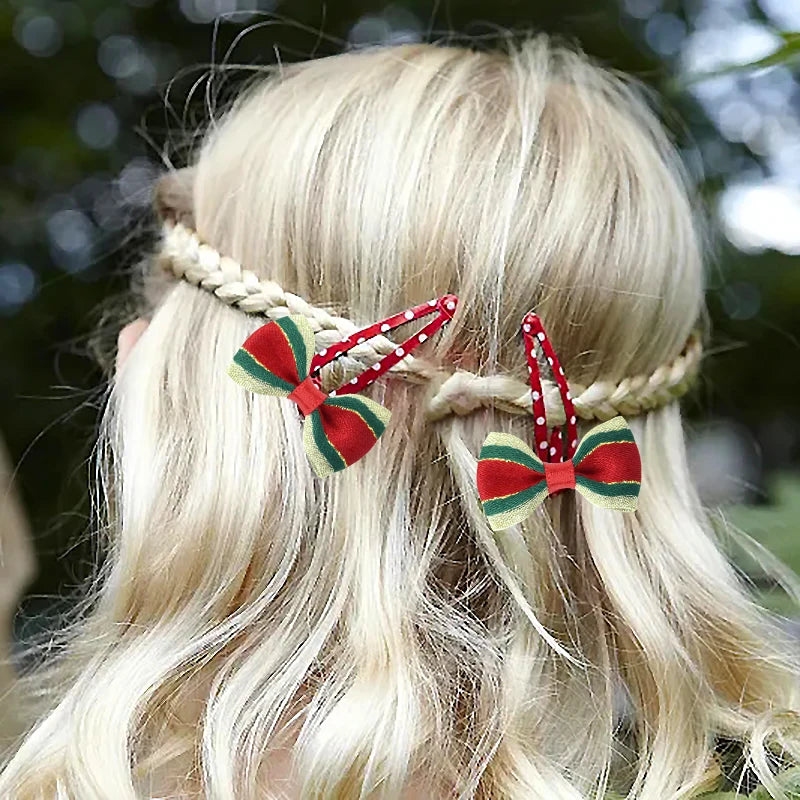 30Pcs 4cm Christmas Bows Christmas Hanging Decorations Green Red Bowknot Christmas Tree Ornaments New Year 2024 Navidad Decor
