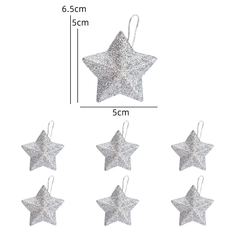 Gold Glitter Star Ornaments Christmas Tree Pendant Plastic Christmas Decorations Festive Embellish Party Navidad Decoration 2025