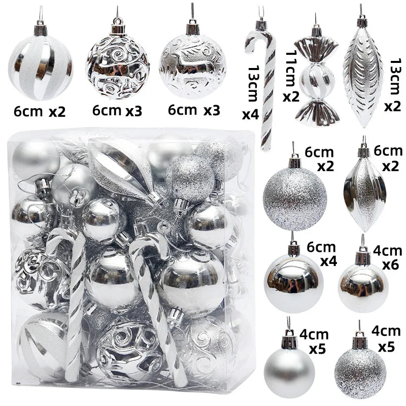 20/29/40pcs Christmas Ball Blue Red Christmas Tree Hanging Pendants Home Gifts New Year Special-shaped Christmas Spheres 2023