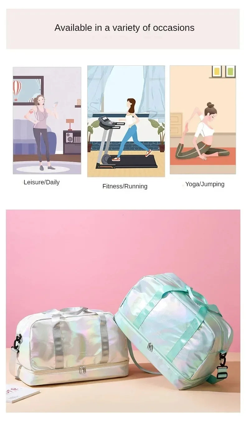 Women's Gym Travel Bag Large Capacity Handbag Shoulder Bag Casual Crossbody Luggage Bag Dry Wet Separation Sports Fitness Bag