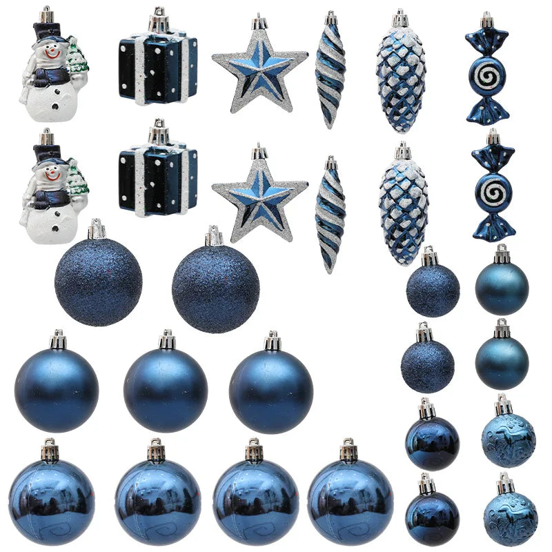 20/29/40pcs Christmas Ball Blue Red Christmas Tree Hanging Pendants Home Gifts New Year Special-shaped Christmas Spheres 2023