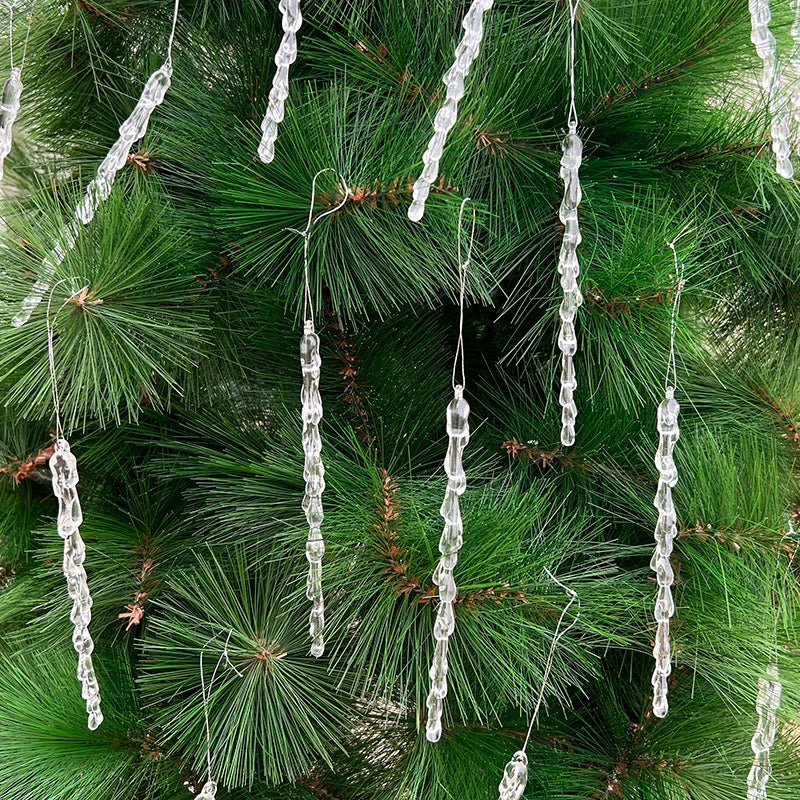 10Pcs Christmas Simulation Ice Xmas Tree Hanging Ornament Pendants Clear Fake Ice Winter Party New Year Navidad Decor for Home
