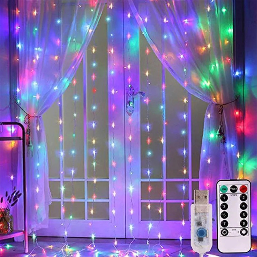 USB RGB Garland Curtain Festoon LED Lights Fairy Light Ramadan Christmas Tree Decoration 2024 Bedroom Room Decor Aesthetic