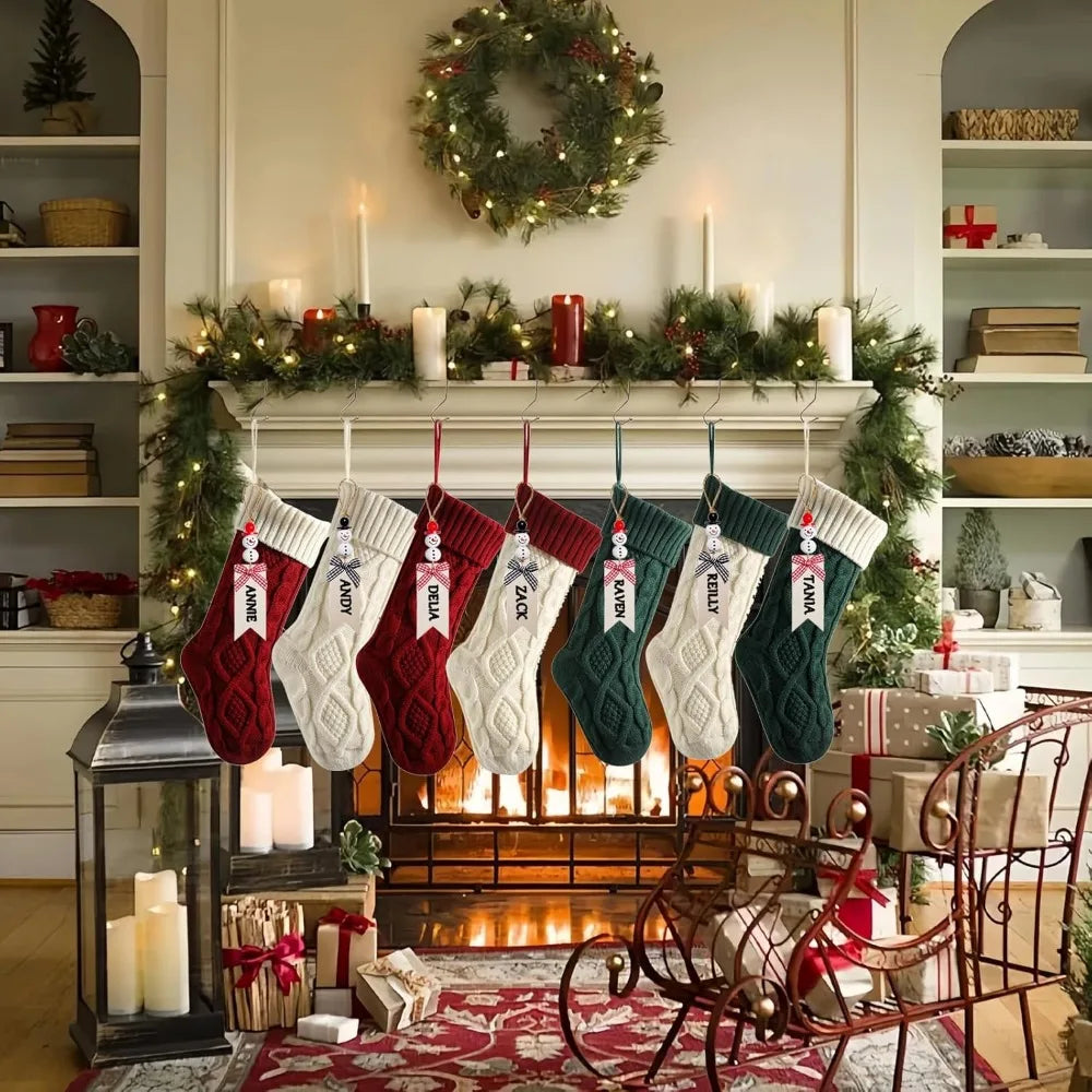 Christmas Socks 18 inch Large Knitted, Decorate Holiday Christmas Party Decoration (9 pieces)