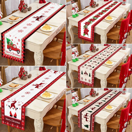 Christmas Table Runner Merry Christmas Decoration for Home Xmas Party Decor 2024 Navidad Notal Noel Ornament Happy New Year 2025