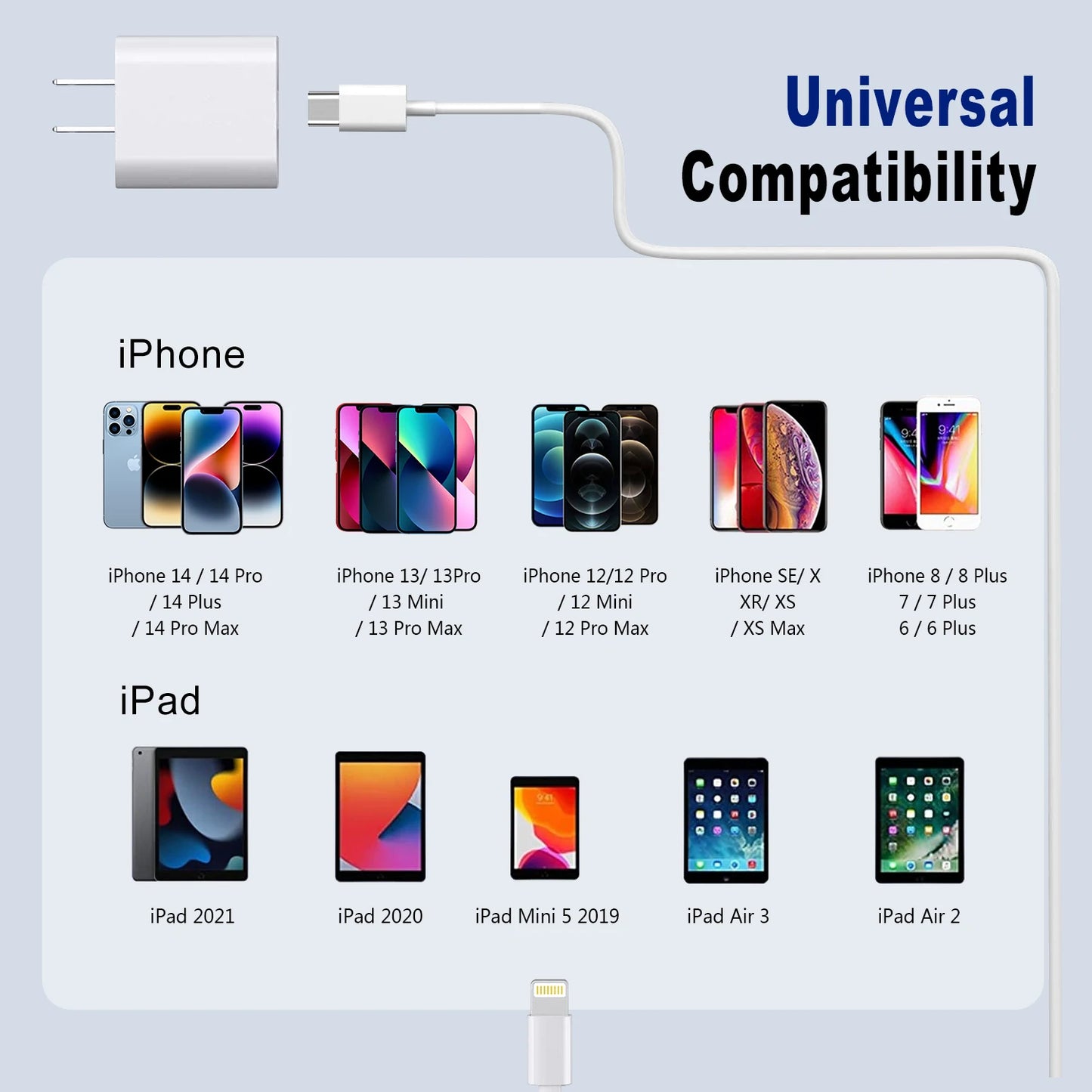 Original PD 20W Fast Charger For For iPhone 14 13 Pro Max 12 11 8 7 XR XS MAX iPad AirPods Quick Charger USB C Data Cord 1M 2M