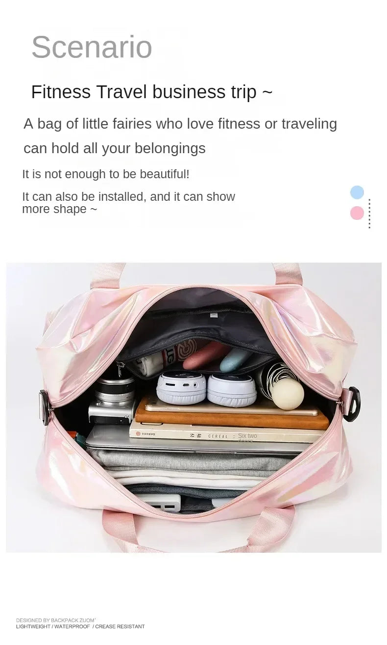 Women's Gym Travel Bag Large Capacity Handbag Shoulder Bag Casual Crossbody Luggage Bag Dry Wet Separation Sports Fitness Bag