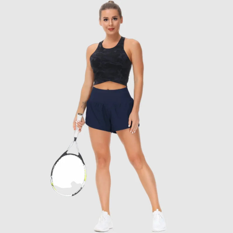 Fitness Shorts Sport For Women Yoga Tennis Wear Cycling Runing Bike High Waist Push Up Pocket Gym Short Outfit  Workout Clothing