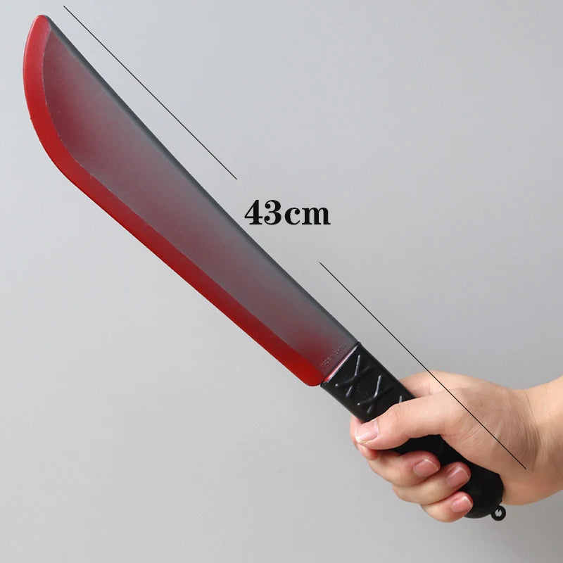 Halloween Bloody Knife DIY Party Decoration Sharp Plastic Toy Simulation Kitchen Knife Tricky Props Curved Knife Halloween Props