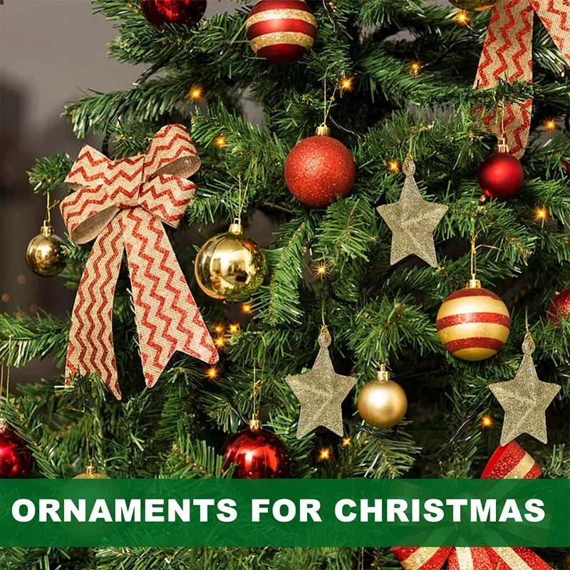 Gold Glitter Star Ornaments Christmas Tree Pendant Plastic Christmas Decorations Festive Embellish Party Navidad Decoration 2025