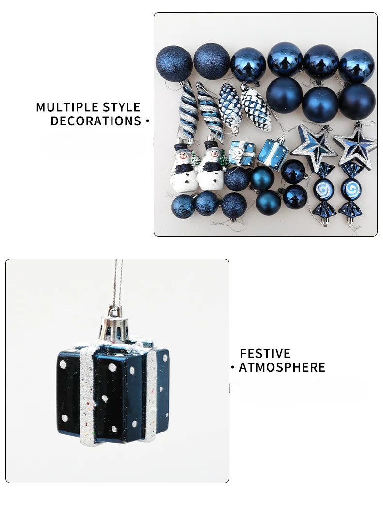 20/29/40pcs Christmas Ball Blue Red Christmas Tree Hanging Pendants Home Gifts New Year Special-shaped Christmas Spheres 2023