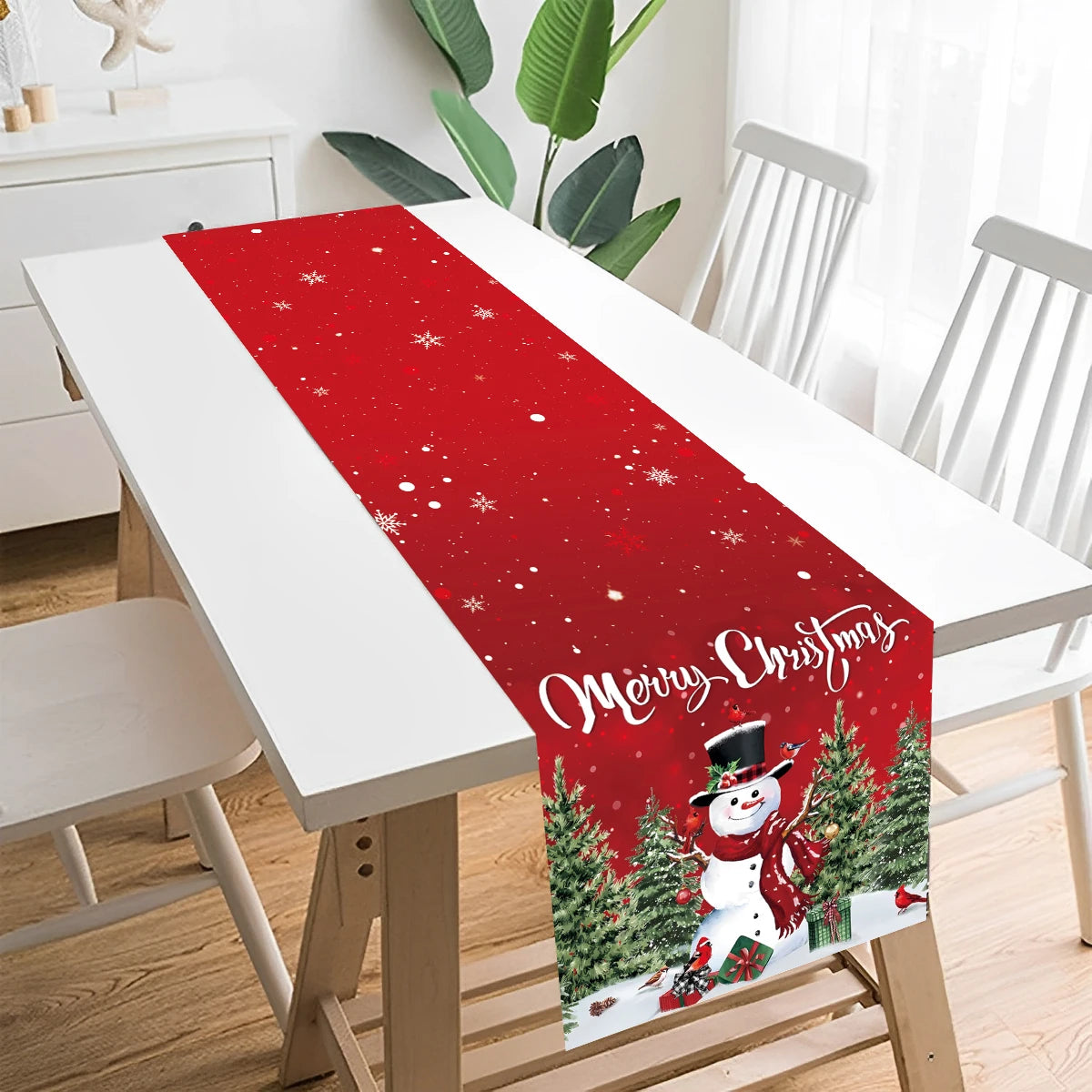 Christmas Table Runner Merry Christmas Decoration for Home Xmas Party Decor 2024 Navidad Notal Noel Ornament Happy New Year 2025