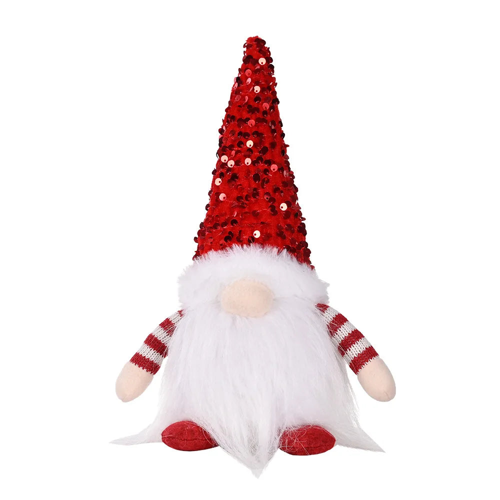 2024 Christmas Doll Sled Elf Ski Gnome with Led Light Christmas Decorations for Home Xmas New Year Children's Gifts 28cm