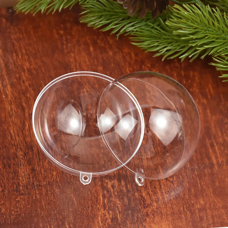 4-10CM Christmas Transparent Ball Plastic Fillable Bauble Xmas Tree Hanging Ornaments Decoration for Home Wedding Party Gift Box