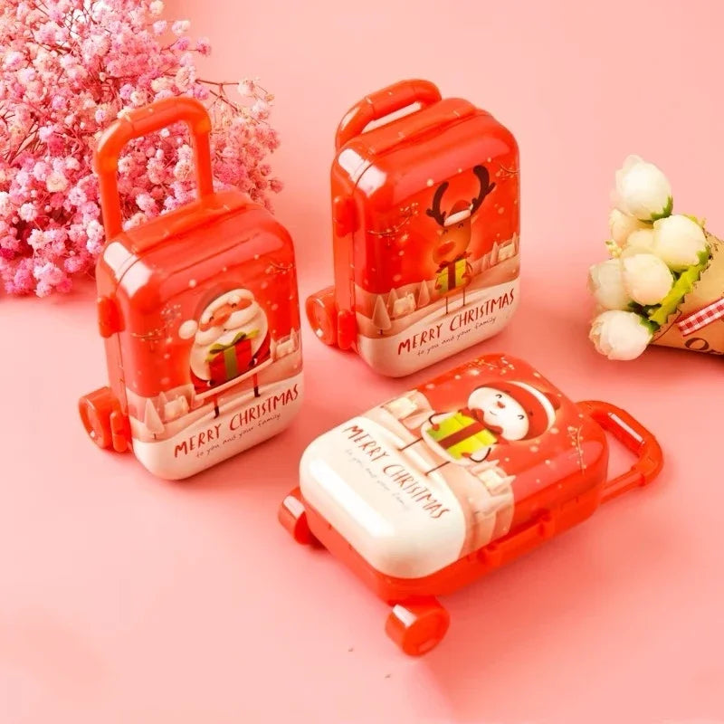 Creative Christmas Luggage Candy Box Cartoon Santa Claus Snowman Elk Elf Xmas Gift Bag Christmas Decor New Year Money Suitcase