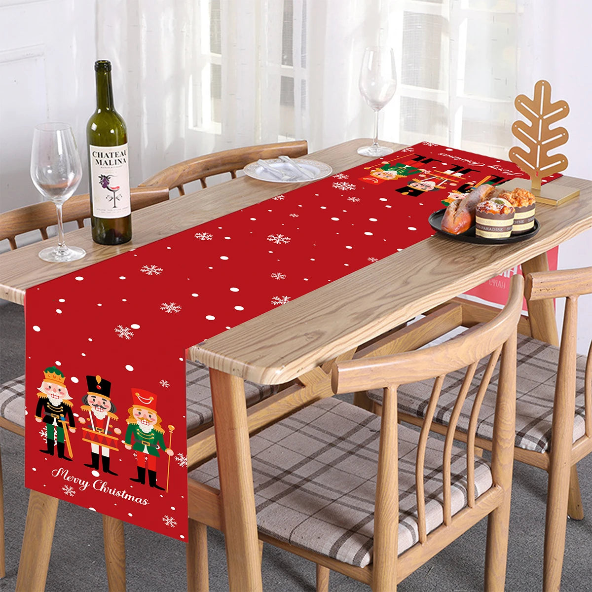 Christmas Table Runner Merry Christmas Decoration for Home Xmas Party Decor 2024 Navidad Notal Noel Ornament Happy New Year 2025