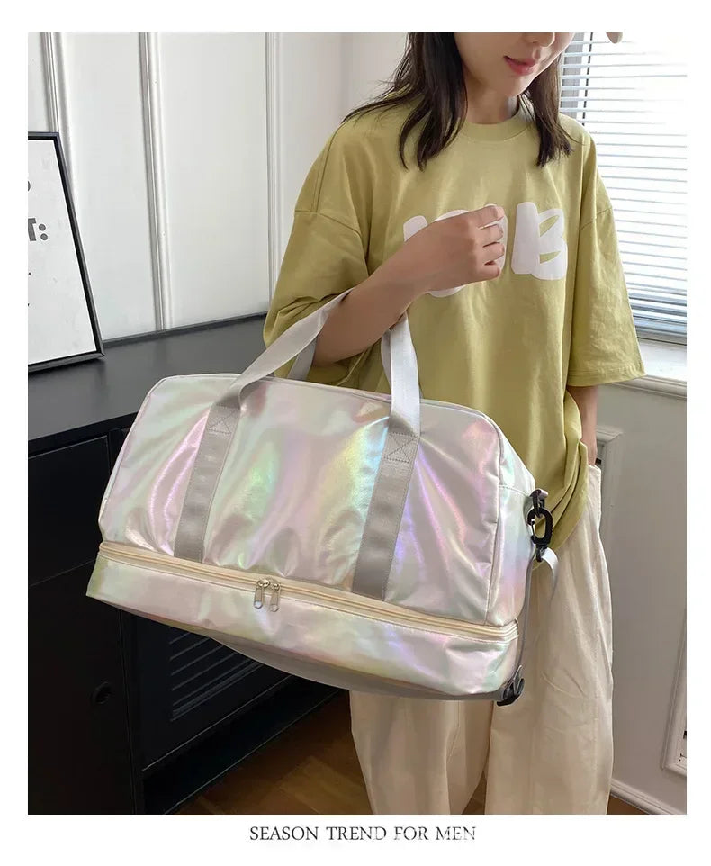 Women's Gym Travel Bag Large Capacity Handbag Shoulder Bag Casual Crossbody Luggage Bag Dry Wet Separation Sports Fitness Bag