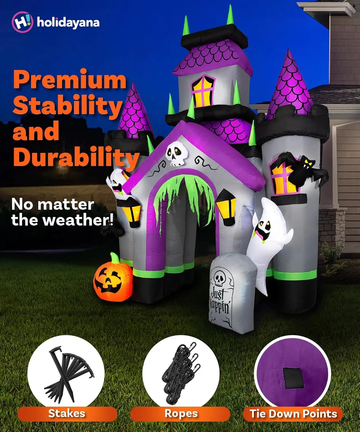 Halloween Inflatables 12ft Haunted House Archway. Large Inflatable Outdoor Halloween Decorations. Inflatable