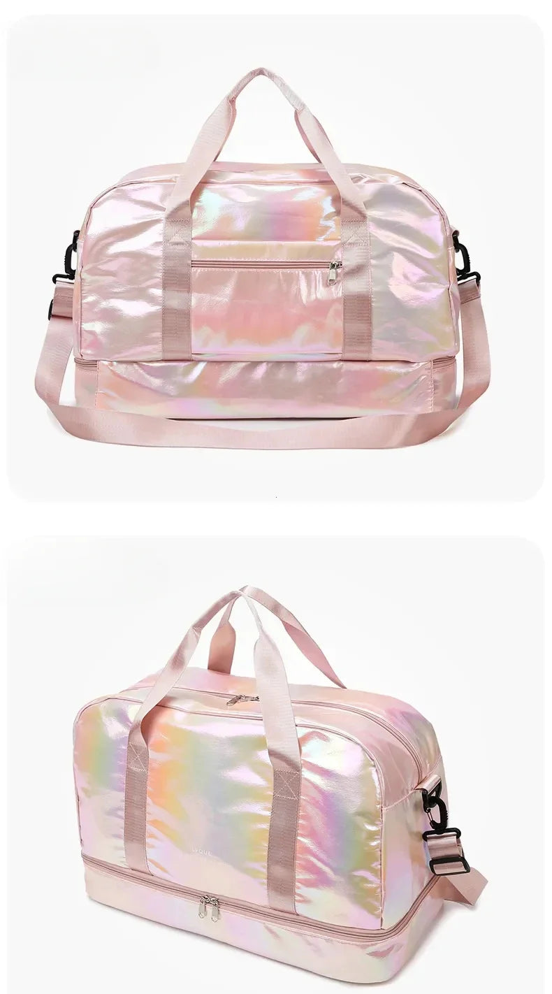 Women's Gym Travel Bag Large Capacity Handbag Shoulder Bag Casual Crossbody Luggage Bag Dry Wet Separation Sports Fitness Bag