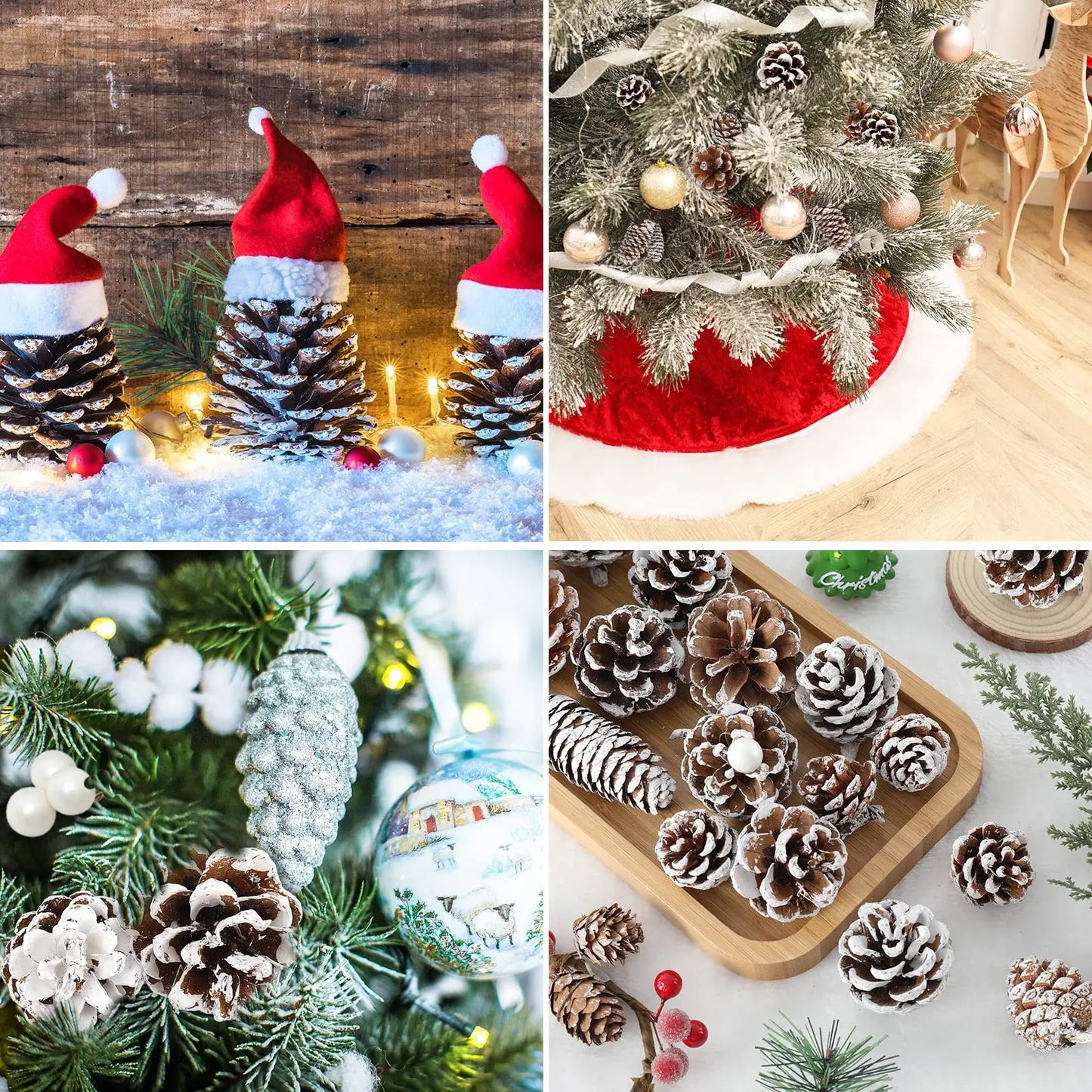 Christmas Pine Cones Berry Set Snow Pinecones Pendant Ornament for DIY Crafts Home Decorations Xmas Tree Hanging Gift Party Supp