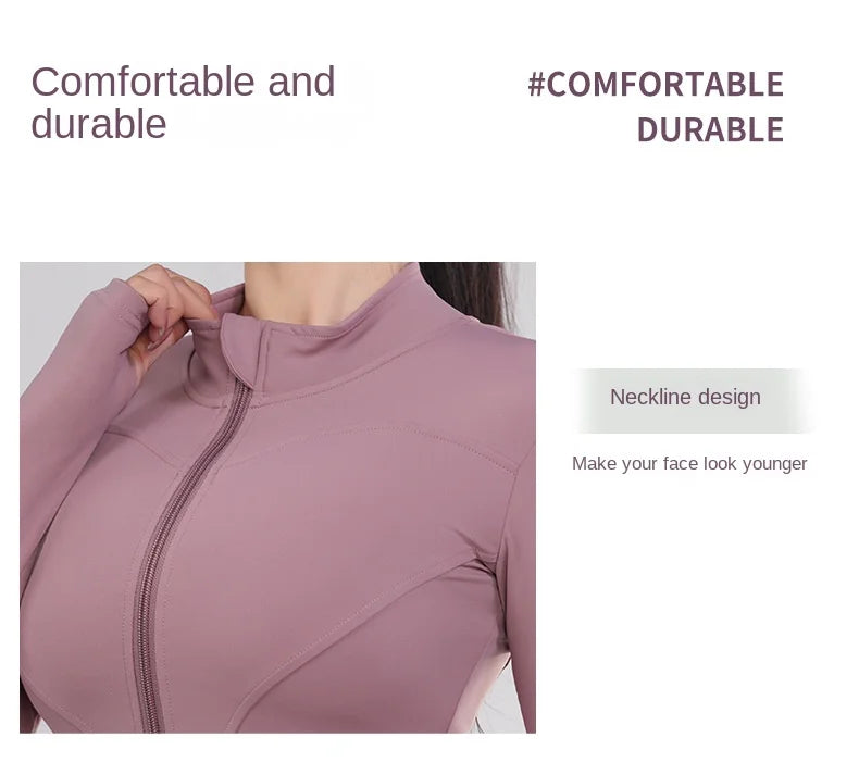 Women's sports jacket zipper yoga jacket blazer gym workout tights breathable fast dry