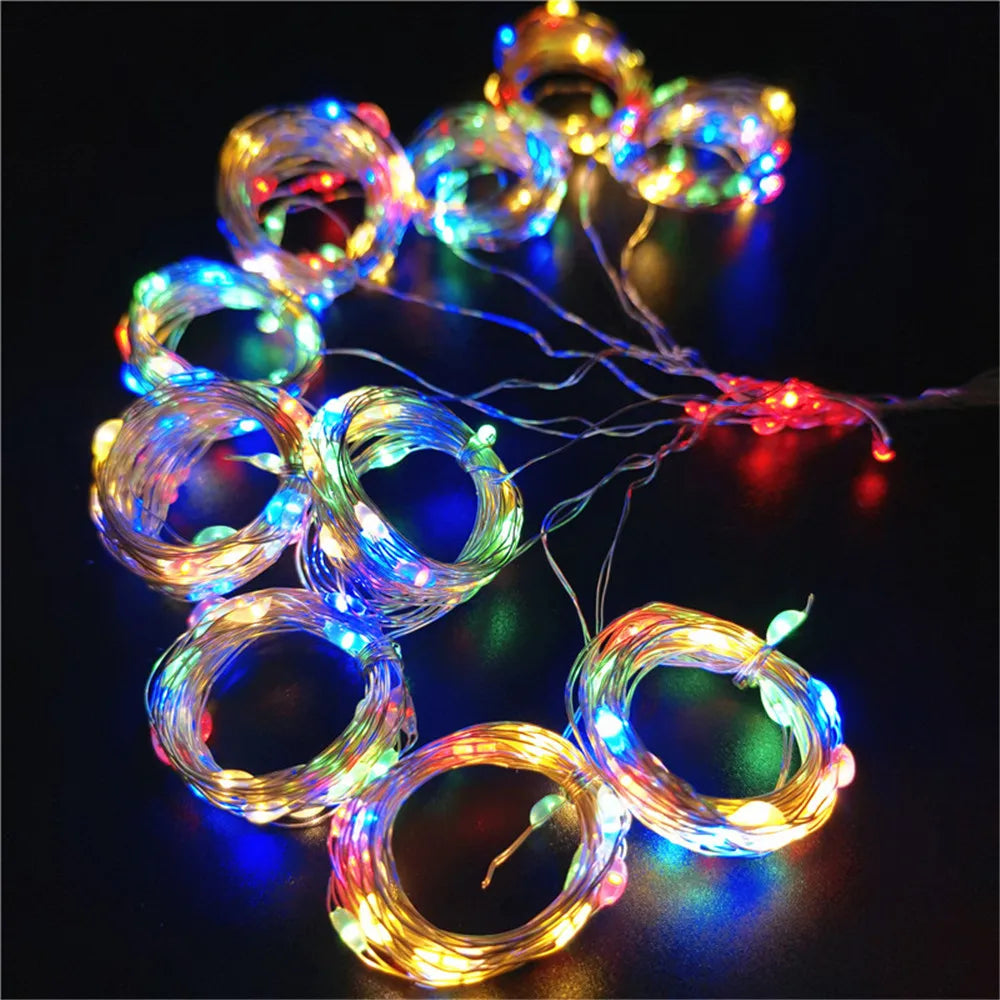 USB RGB Garland Curtain Festoon LED Lights Fairy Light Ramadan Christmas Tree Decoration 2024 Bedroom Room Decor Aesthetic