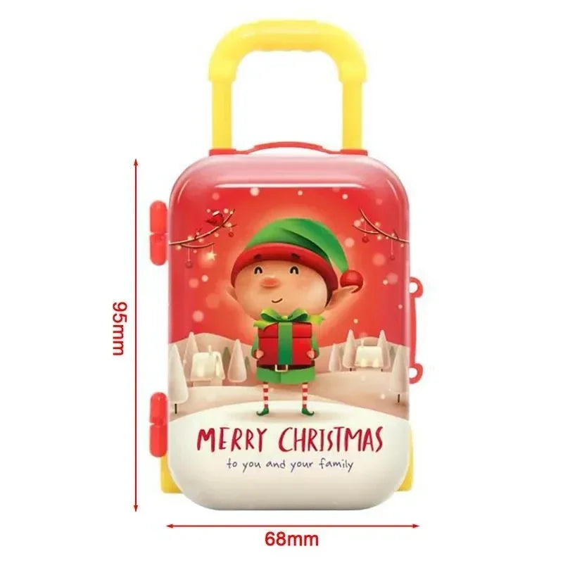 Creative Christmas Luggage Candy Box Cartoon Santa Claus Snowman Elk Elf Xmas Gift Bag Christmas Decor New Year Money Suitcase