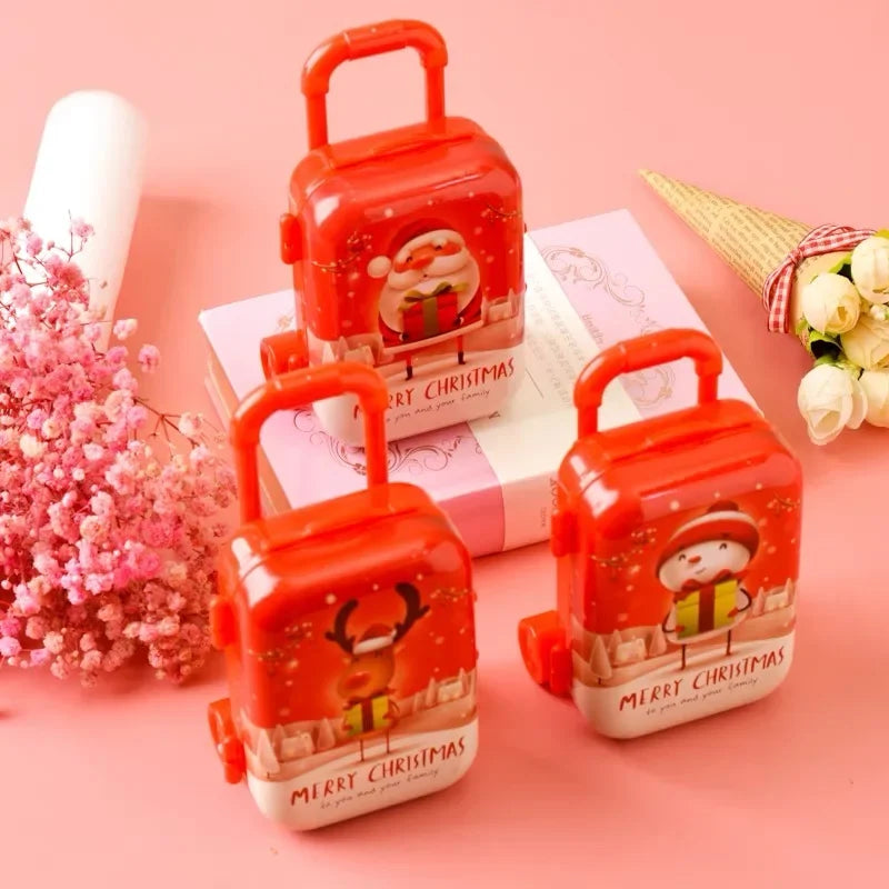 Creative Christmas Luggage Candy Box Cartoon Santa Claus Snowman Elk Elf Xmas Gift Bag Christmas Decor New Year Money Suitcase